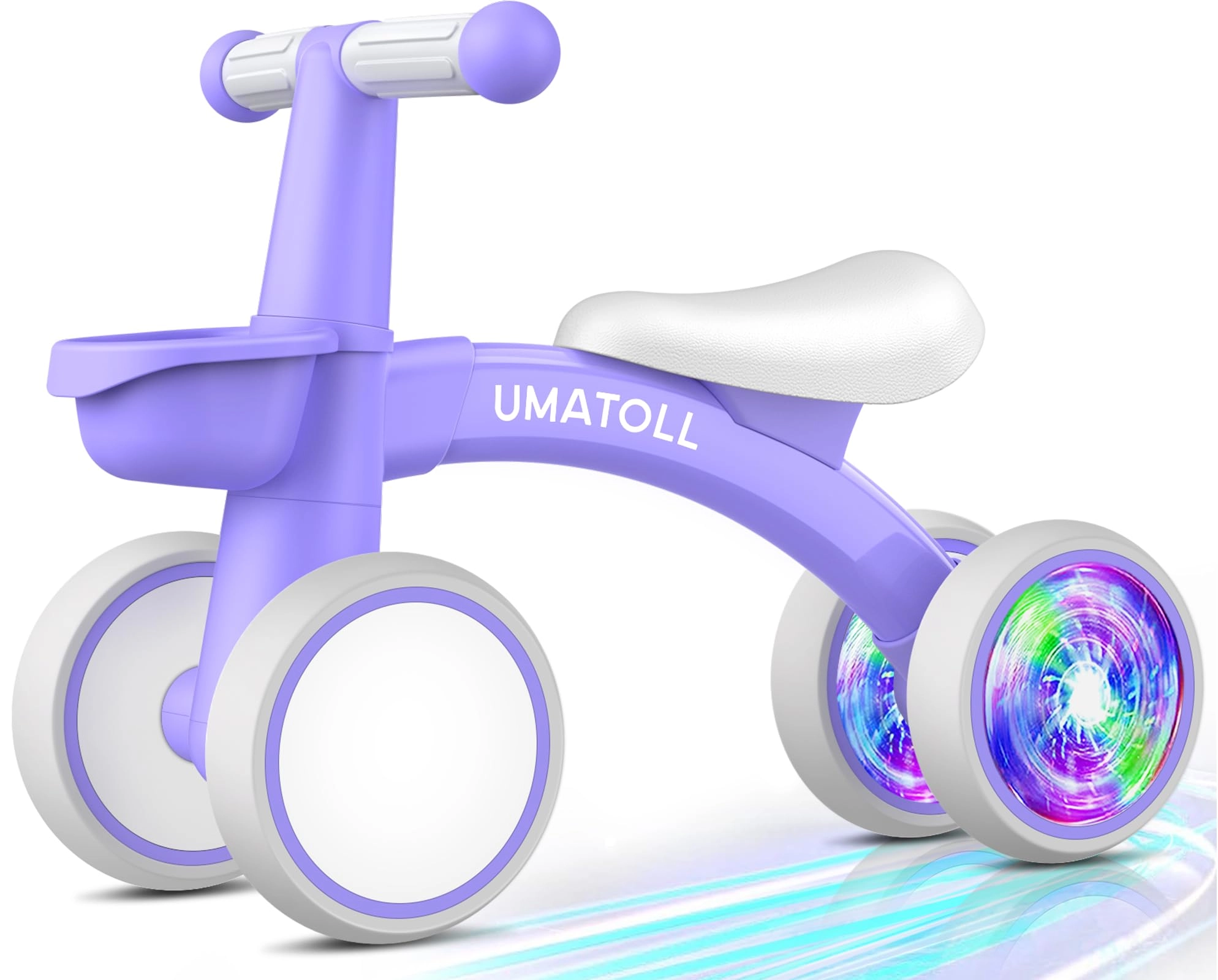 umatoll Baby Balance Bike - Colorful Lighting Adjustable Seat 12-24 Months
