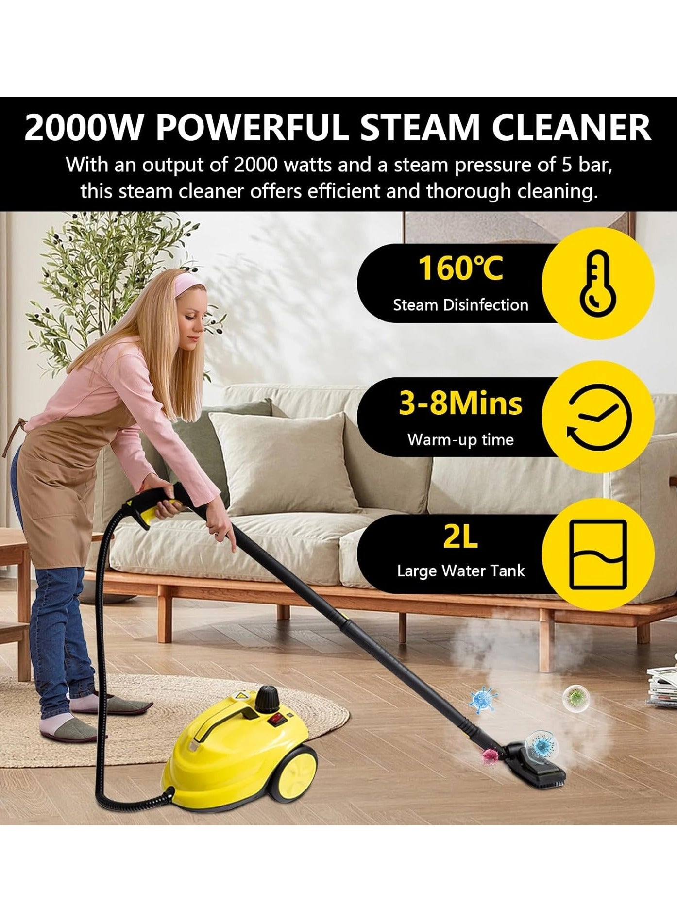 Steam Cleaner - 5 bar 2.1 Liters