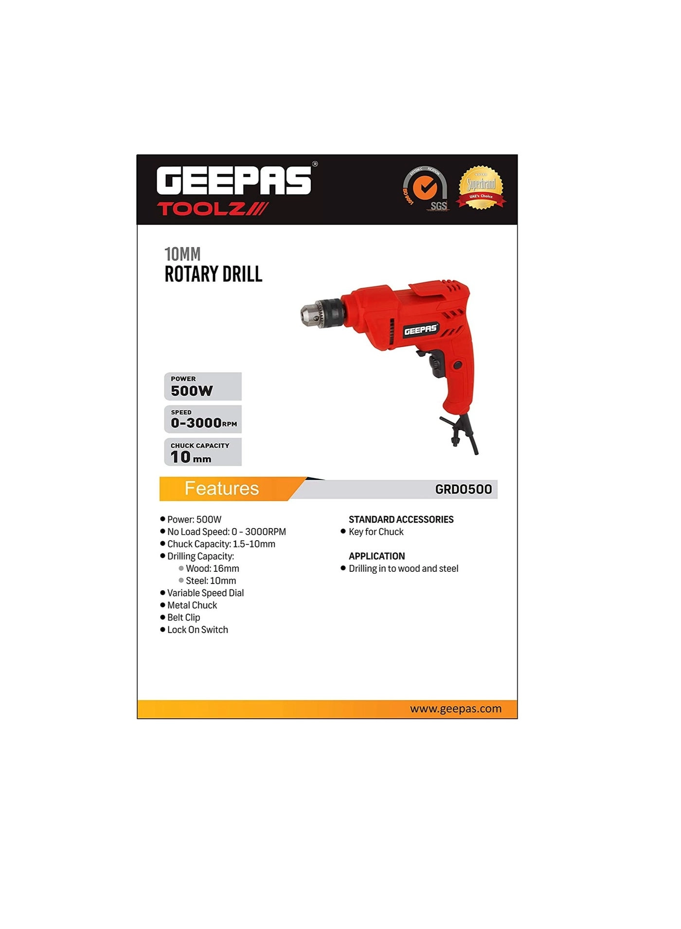 Rotary Drill GRD0500 - 10Mm