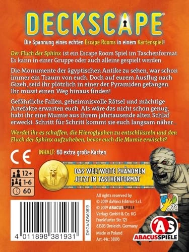 Deckscape - The Curse Of The Sphinx - Card Game (German)