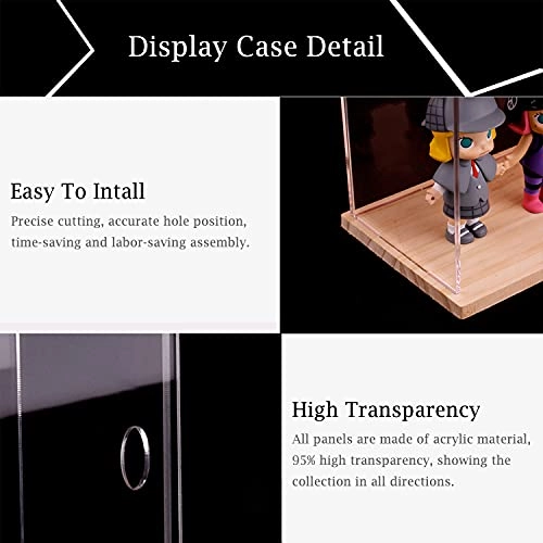 2-Level Clear Acrylic Display Case - 2-layer Dustproof Walnut