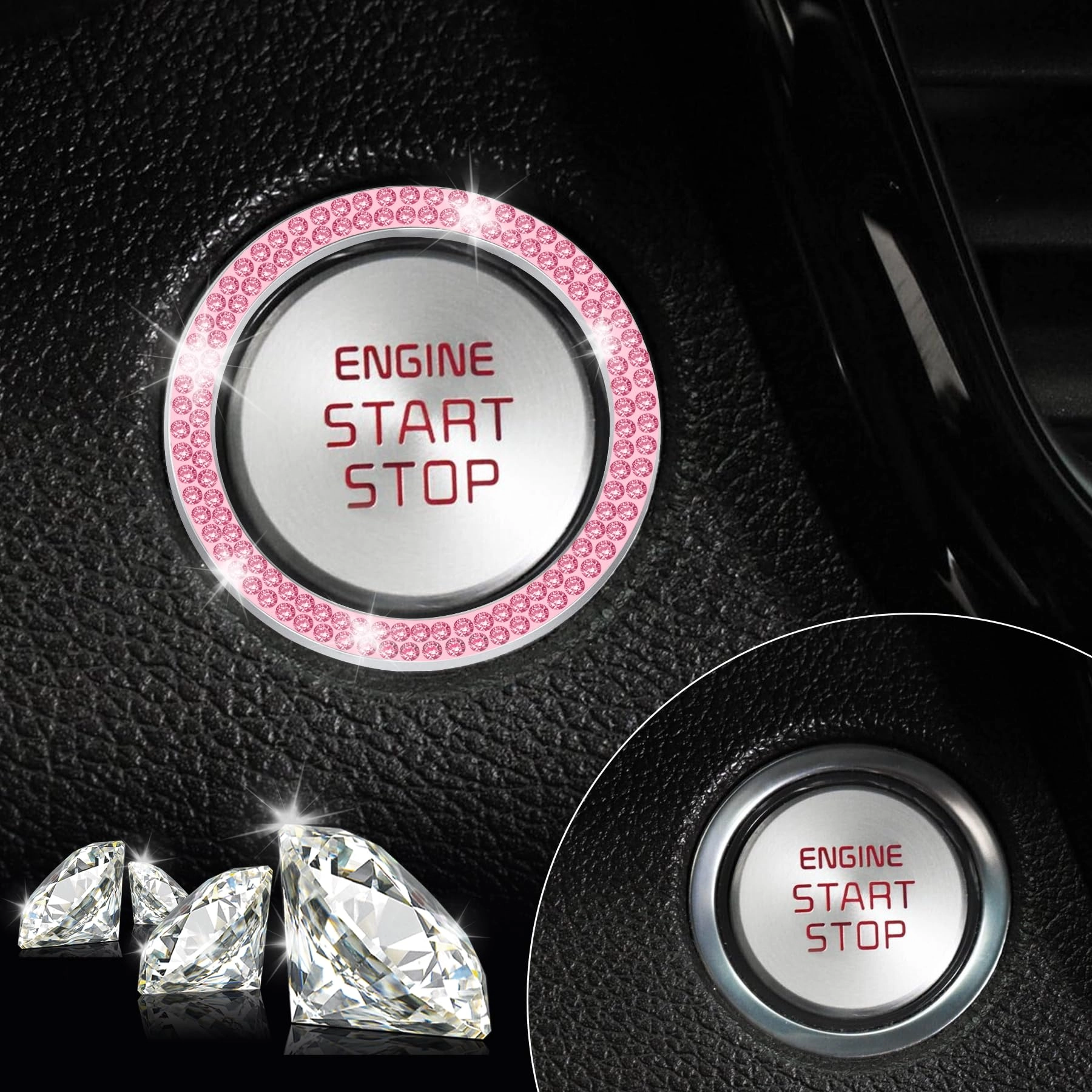 Crystal Combinatorial Rhinestone Car Engine Start Decoration Ring