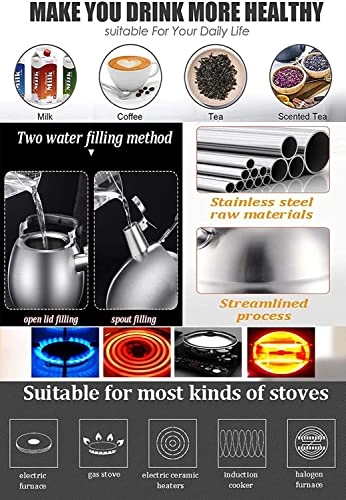 Stovetop Tea Kettle - Stainless Steel+nylon handle 2 Liters