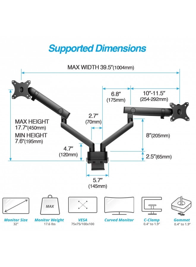 DM29-1 - Dual 17"-32" VESA 75x75mm or 100x100mm