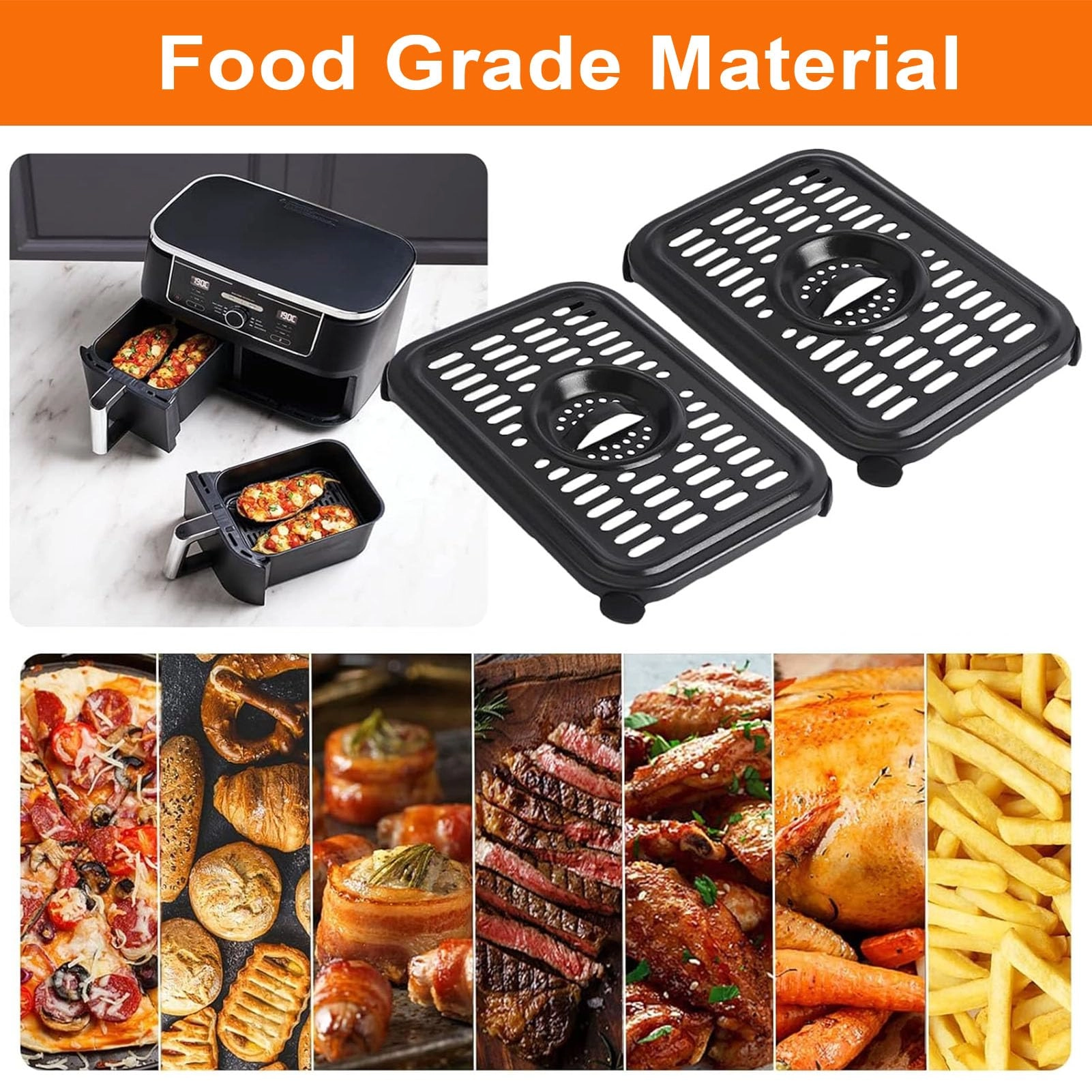 Air fryer grill rack - Stainless steel 2 piece(s) + Magic cleaning cloth - 1 piece(s)