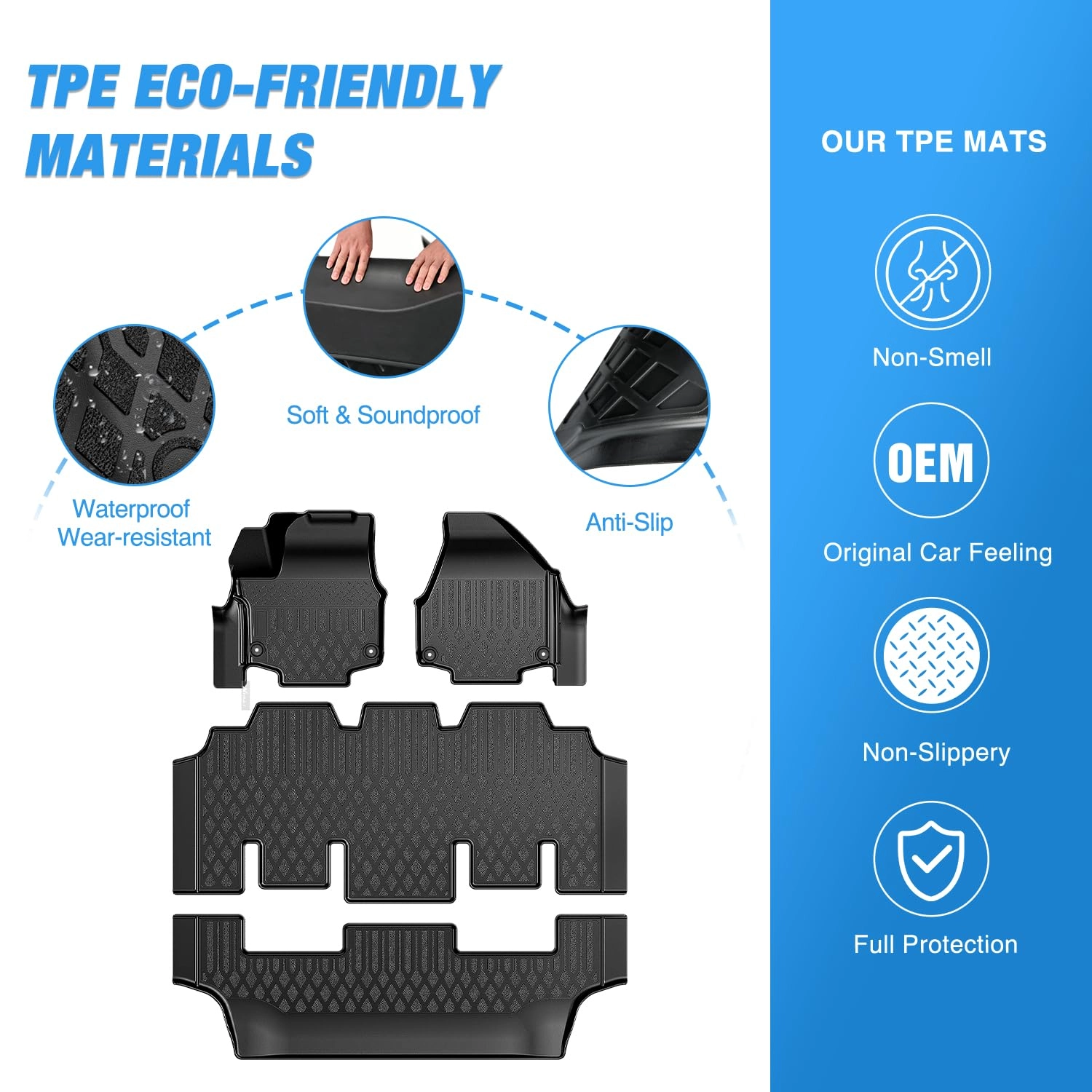 TPE Floor Mats - Chrysler Pacifica 2017 2018 2019 2020 2021 2022 2023 2024 2025 2026