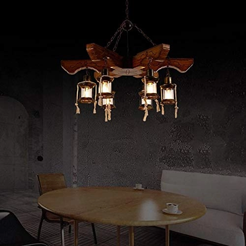 6 Lamp Retro Solid Wood Chandelier - E26/E27 95cm x 100cm