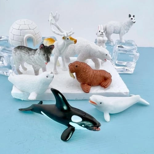 Harp Seal + Husky + Caribou + Arctic Rabbit + Killer Whale + Walrus + Arctic Fox + Beluga Whale + Igloo + Polar Bear - Arctic - 10 pcs