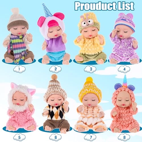 Mini Baby Dolls - 4 inch Animal Theme 8 Pack