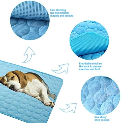 Garne T Dog Cooling Mat - 22*28IN 40*28IN Ice silk, cotton and mesh