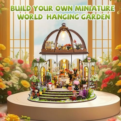 Miniature House Kit - Tiny Hanging Garden LED 3D Wooden