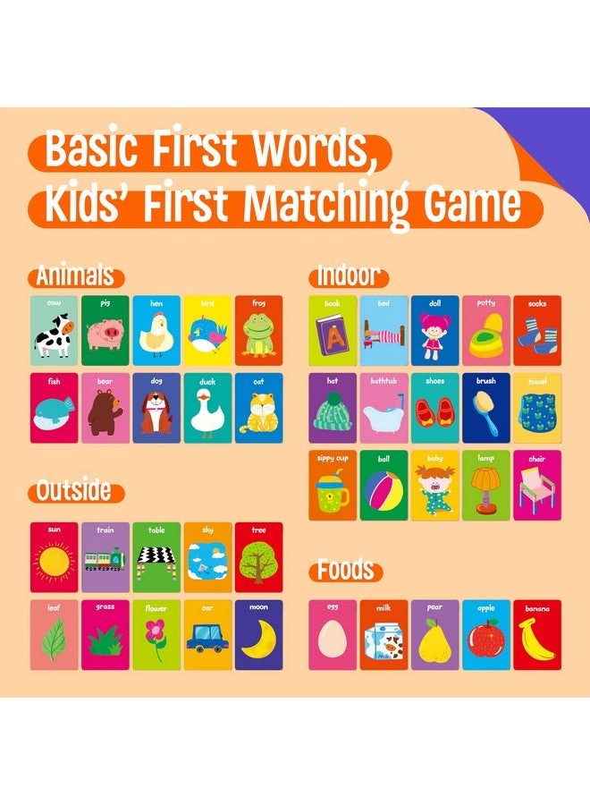 First Words Memory Matching Game - Baby Toddler 80 pieces