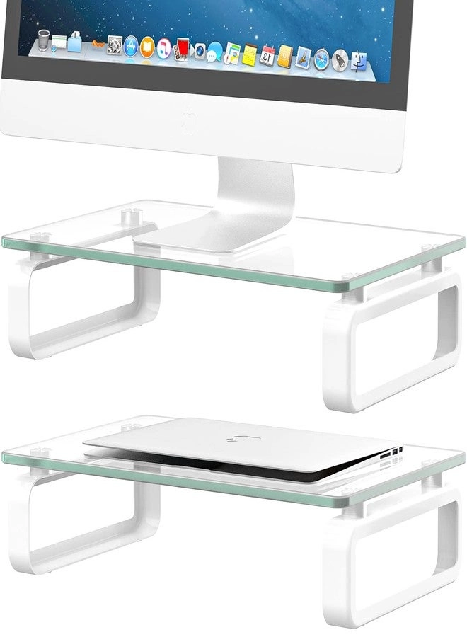 Monitor Stand Riser - 2 Pack Tempered Glass