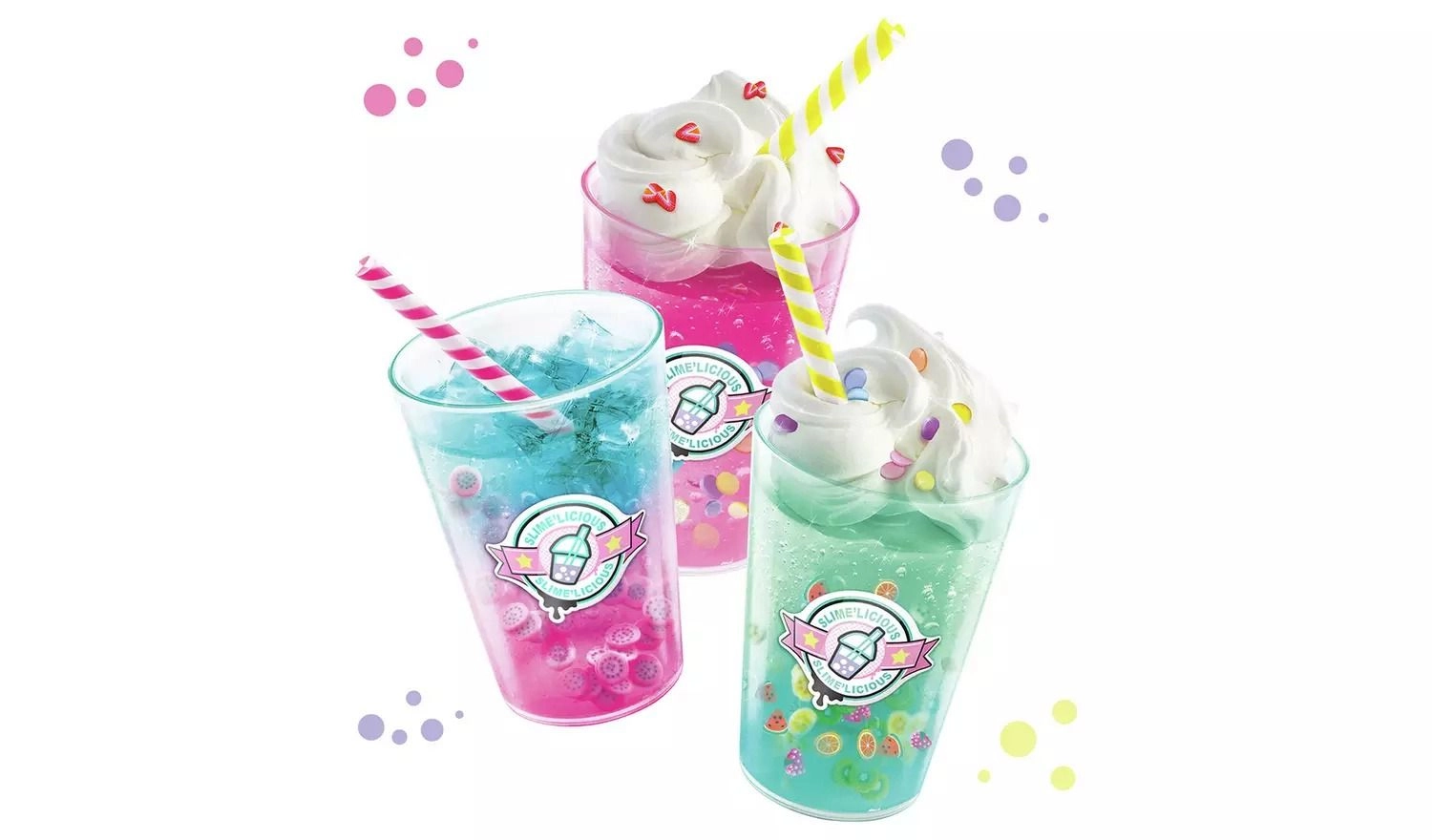 So Slime Slimelicious Slime'Presso Machine - 10 Slime powders 5 Slimes Premade 8 Decoration bags 3 Cups 3 Straws 1 Recipe Card