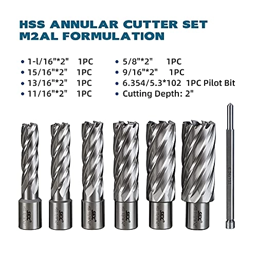 Annular Cutter Set - 6pcs 3/4" Shank 2" Cutting Depth