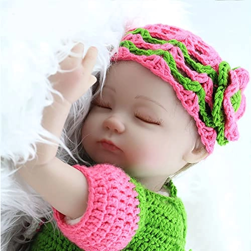 Reborn Baby Doll - 18 Inch Vinyl Cotton Body Green And Pink Thread Skirt