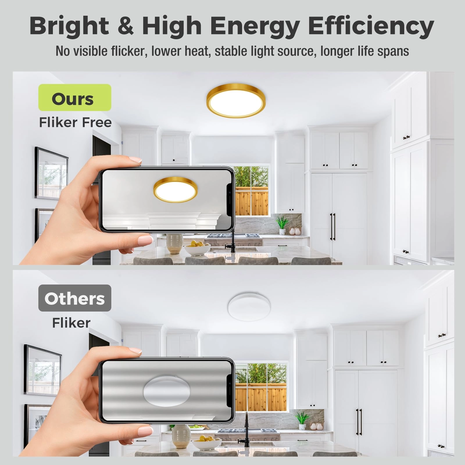 Flush Mount LED Ceiling Light - 3000K 4500K 6000K Dimmable
