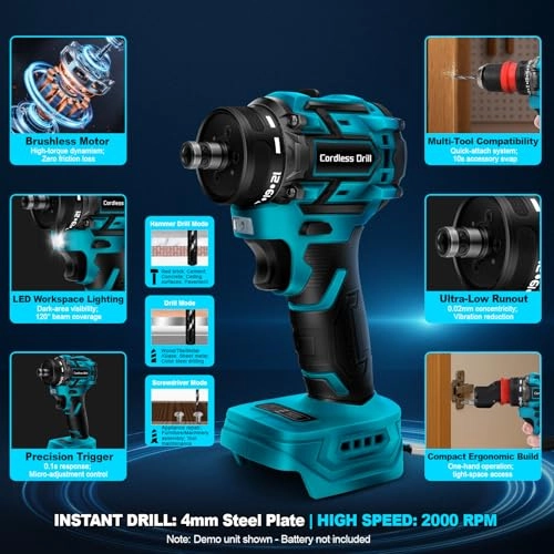 GTA261MK - Cordless Drill 4 Interchangeable Chucks