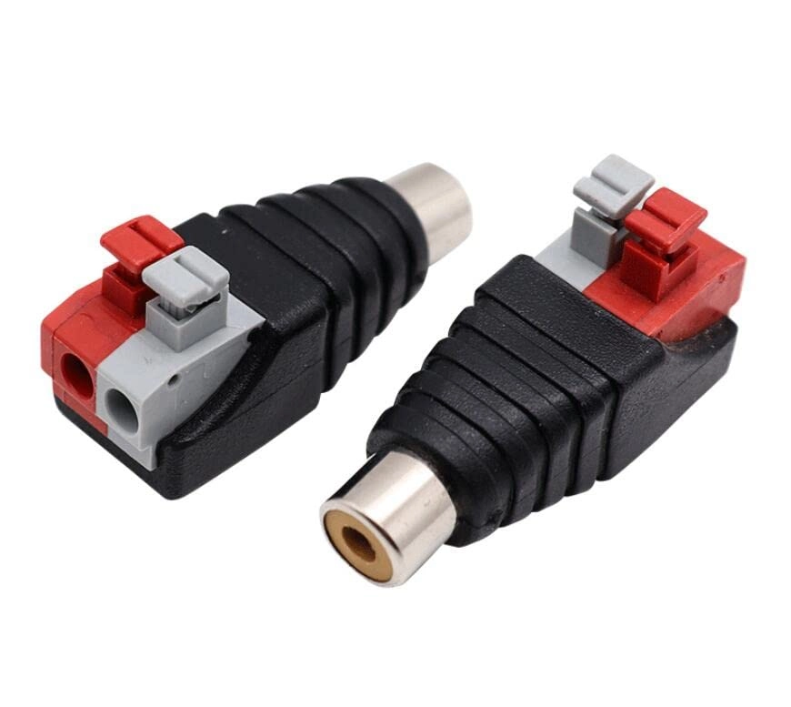 Speaker Phono RCA Female to 2 Screw Terminal Strip Audio Video Spring Press Type Balum Connector Adapter (RCA F/AV F) Pack
