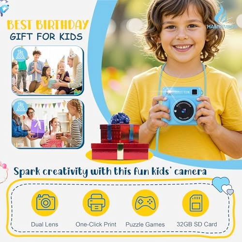 Kids Instant Print Camera - 1080P 32GB