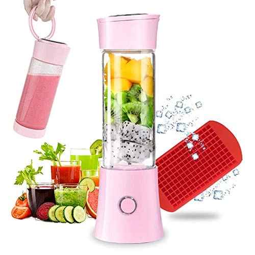 Portable Blender - Travel Glass Cup Rechargeable Battery 6-blade Stainless Steel