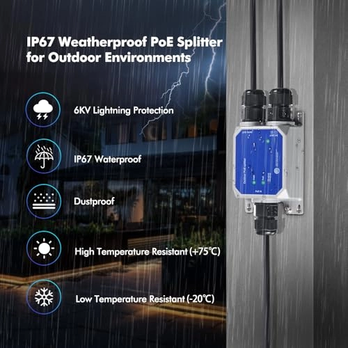 IP67 2.5G Splitter - 44-57 Vdc 65W 2 IEEE 802.3 af/at/bt 10/100/1000/2500Mbps