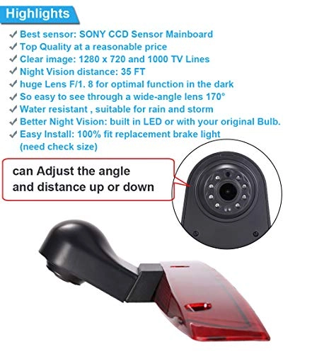 Brake Light Reversing Camera + Rear View Mirror Monitor - Night vision 628 x 586 pixels
