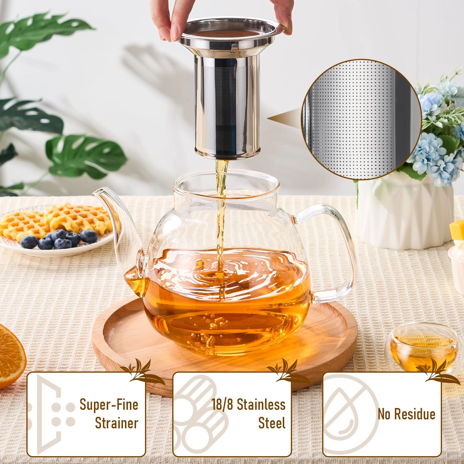 Glass Teapot - Borosilicate Glass 50 OZ/1500ml
