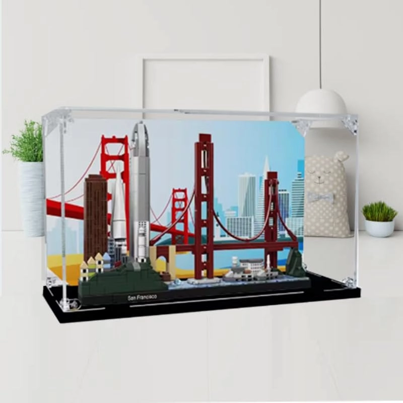 Clear Acrylic Display Case (21043) - 12.59x4.72x7.48in. Wood Bottom