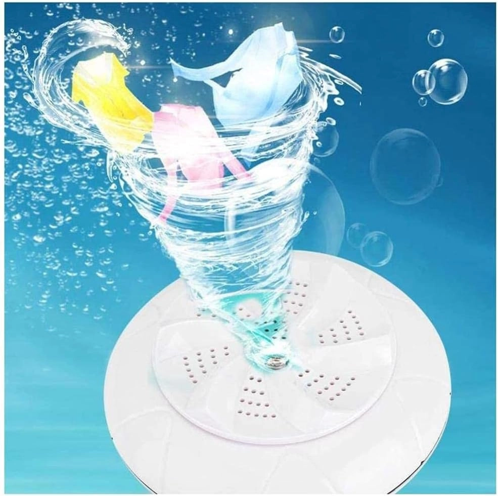 Washing Machine, Mini Travel Portable Household Small Washing Machine, Ultrasound Turbo Washer Laundry(White)