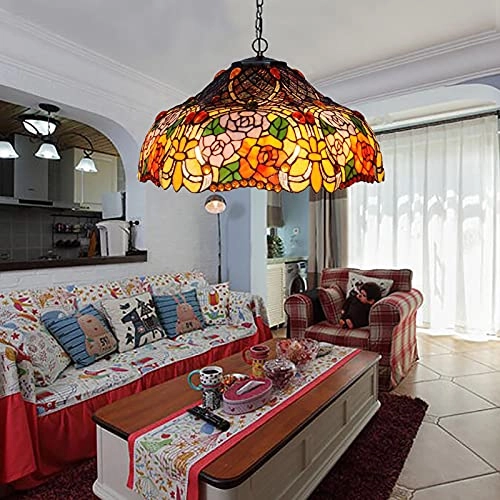 Tiffany Round Chandelier - E27 Colored Peach 30*19cm