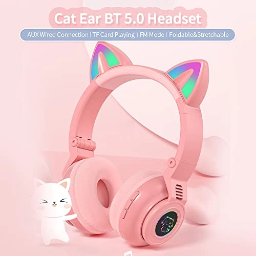 Wireless&Wired Foldable Headset Cat Ear Wireless Headset