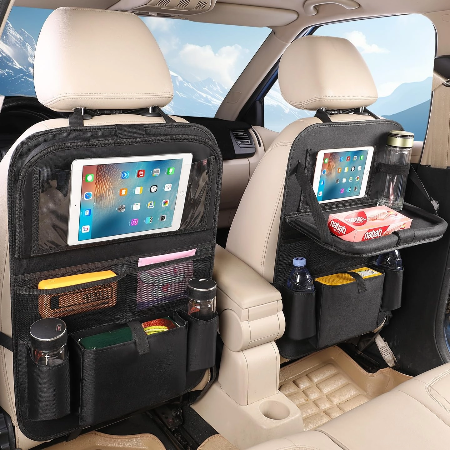 monkonar Car BackSeat Organizer - 2 Pack Touch Screen Tablet Holder