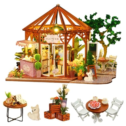 DIY Wooden Dollhouse Kit - Flower Pink World
