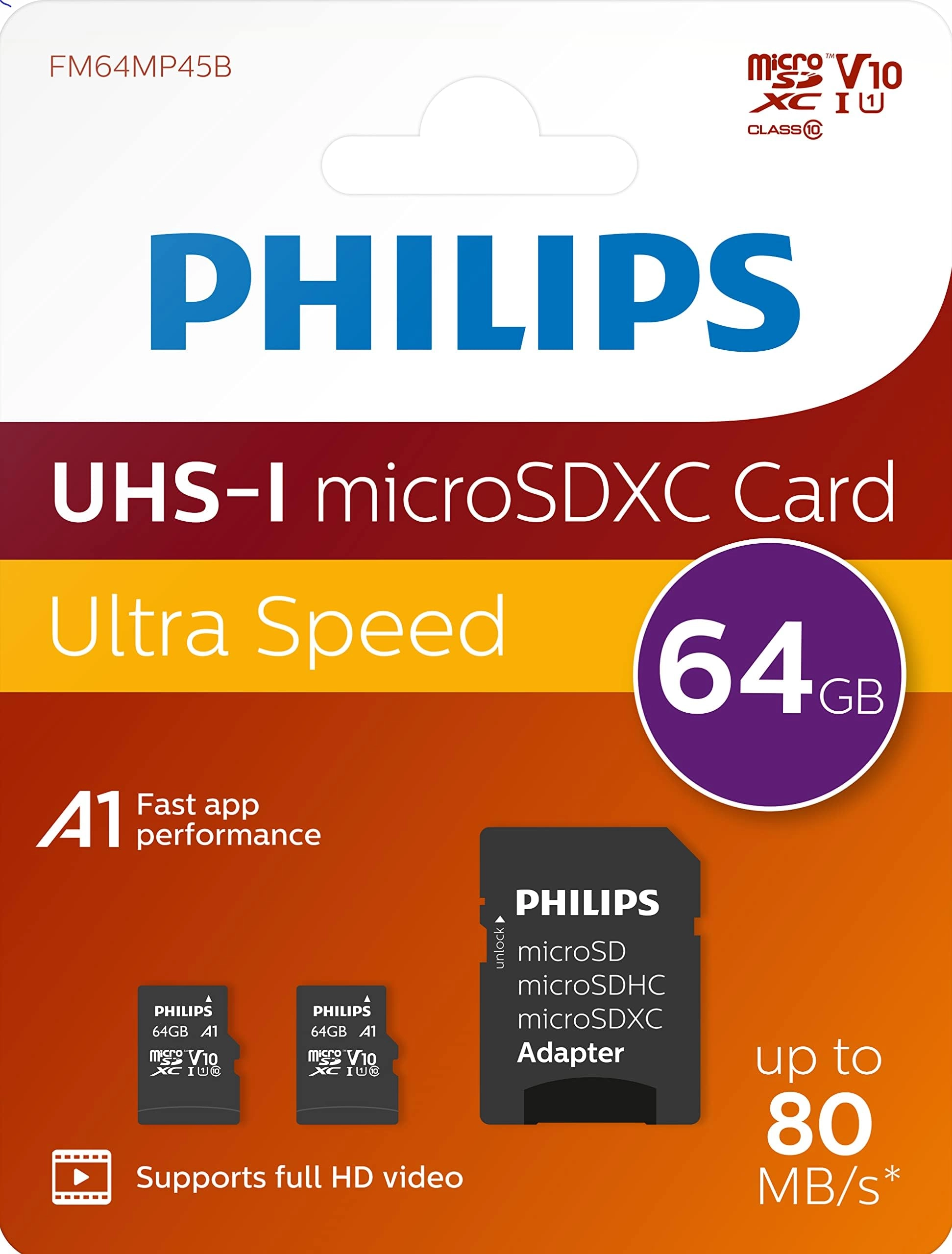 Philips Ultra Speed Micro SDHC - 64GB