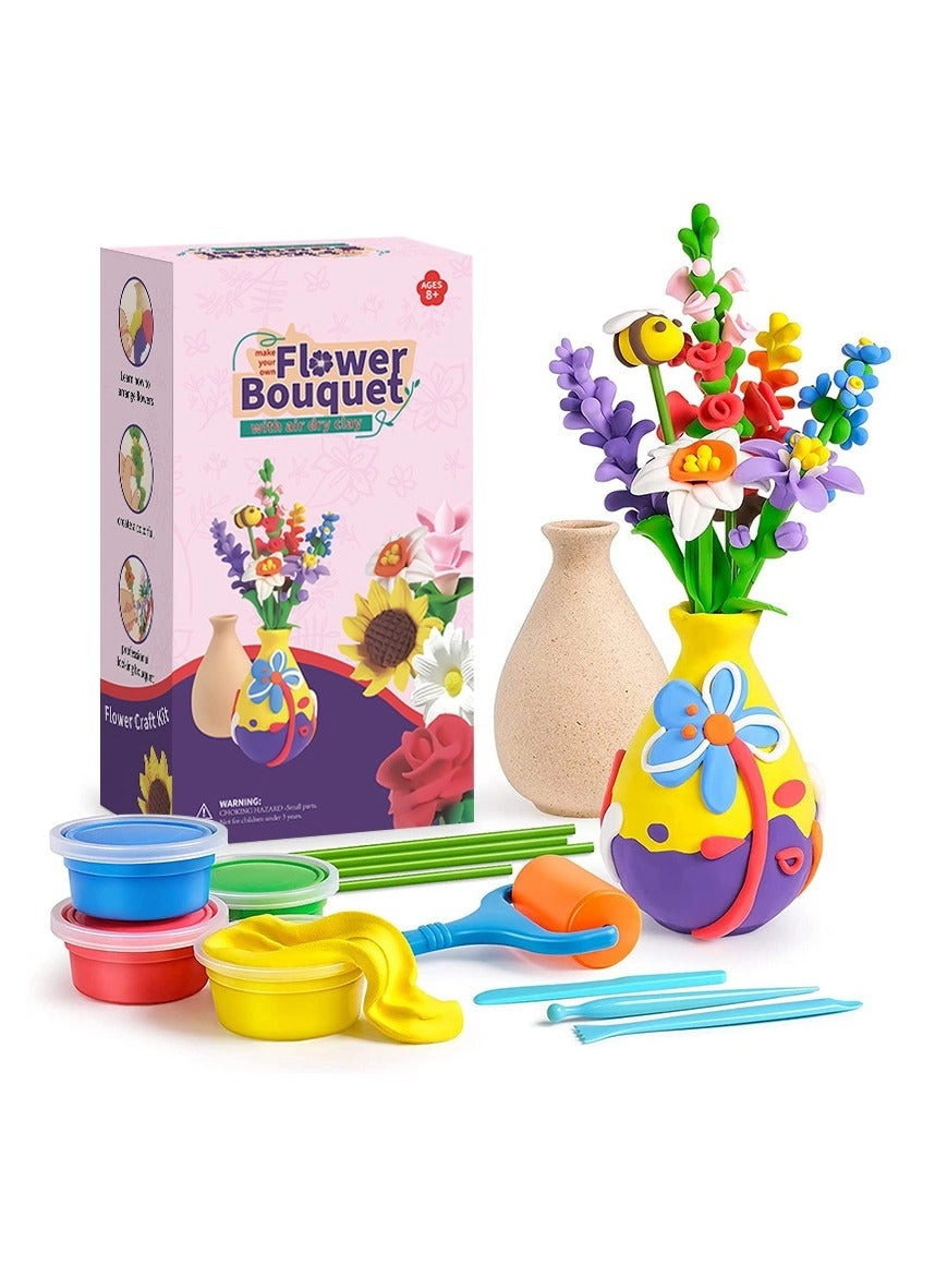 Generic Flower Craft Clay - 10 Colors 1 Wooden Vase