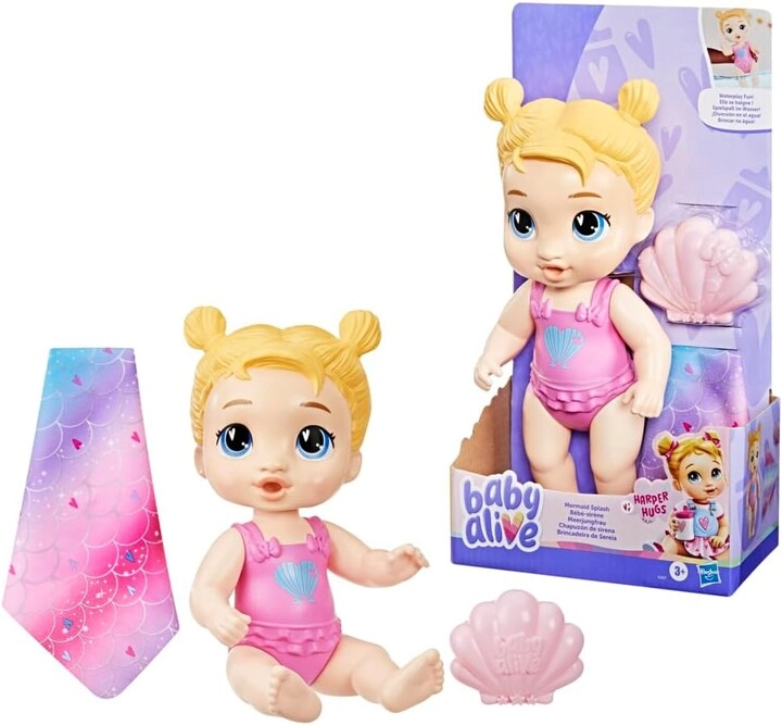 COLOR LAND CHILDRENS TOYS CENTER LLC Harper Hugs Waterplay Doll - 11 Inches Blonde Hair Mermaid Splash Ages 3+