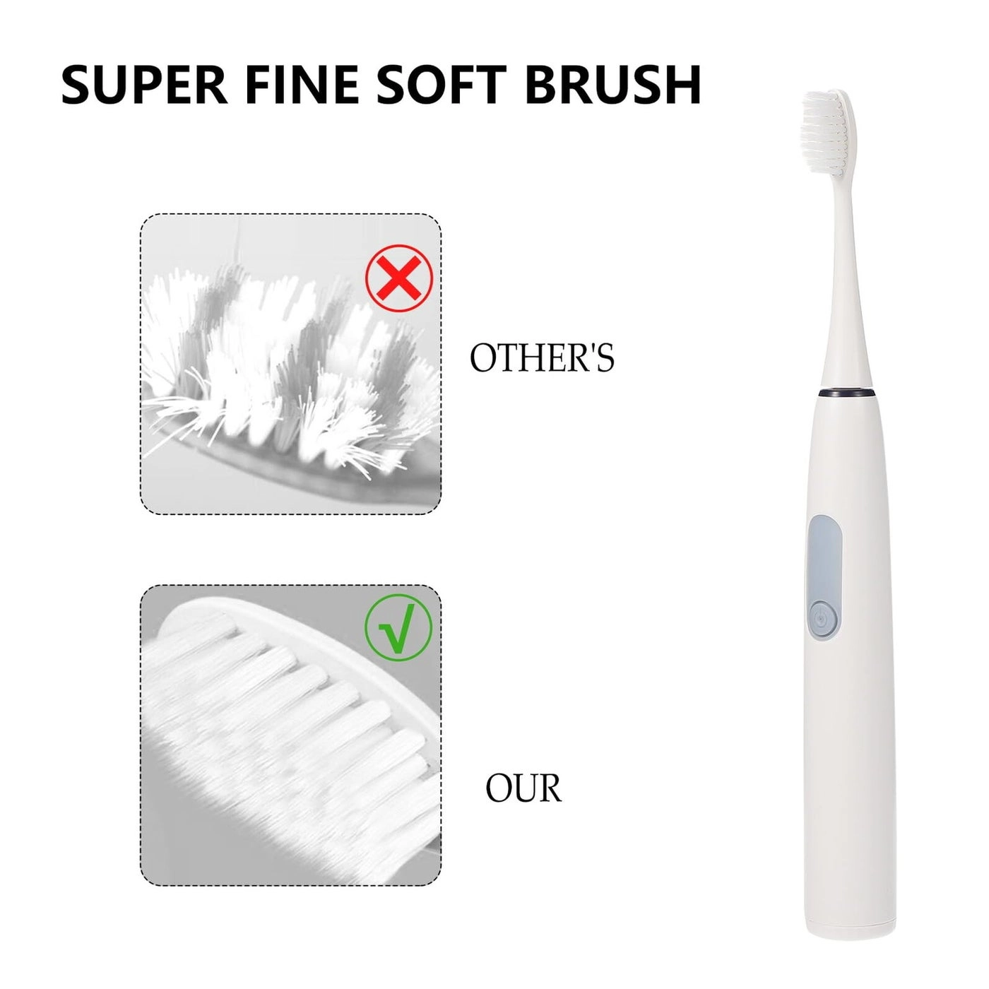 Smart Sonic Electric Toothbrush - Soft Bristles Light Grey