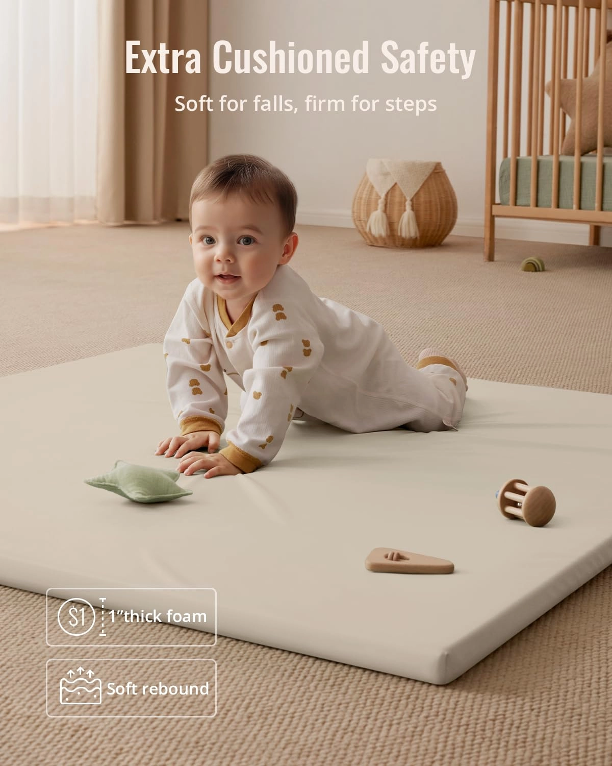 Vegan Leather Baby Play Mat - 50x50 Taupe