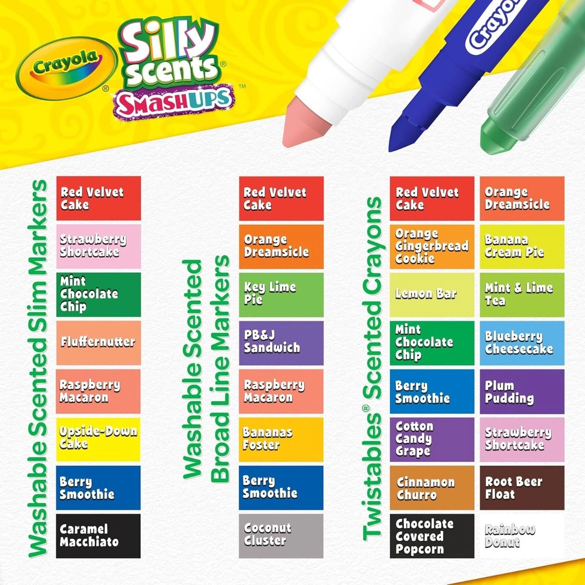 Mini Inspiration Art Case - 8 silly scents broad line markers 8 silly scents slim markers 16 silly scents twistable crayons 20 silly scents coloring pages