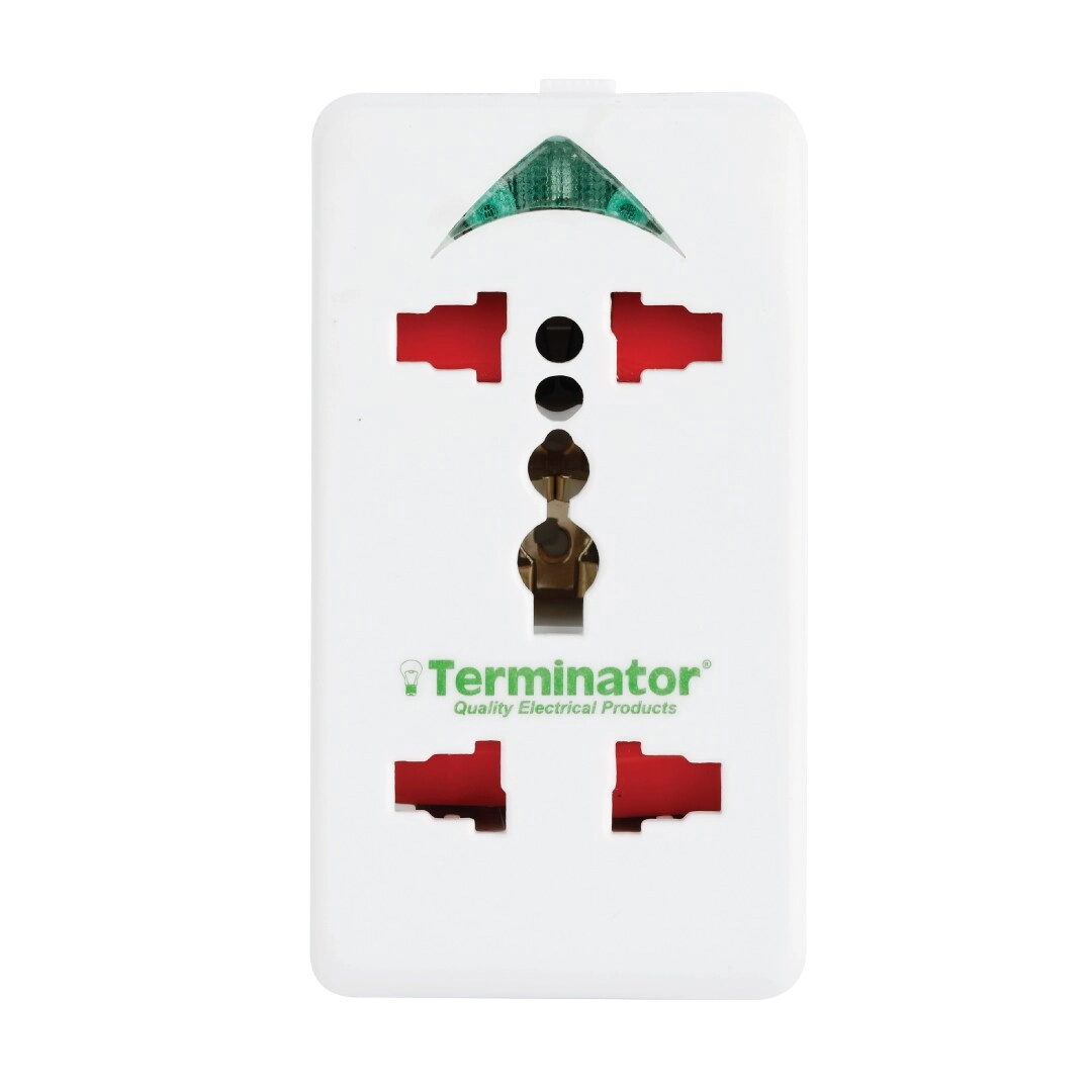 Terminator Multi Pin Travel Adaptor - Single Universal 2 Pin Socket Safety Shutter Indicator