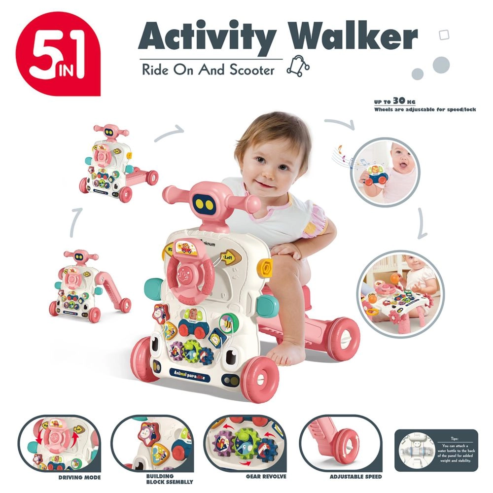 5 in 1 Baby Walker - Musical Keyboard Blue