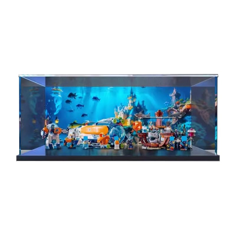 HCAEIOFJ Clear Acrylic Display Case - Compatible with 60379 50x25x15cm White Bottom+top Light