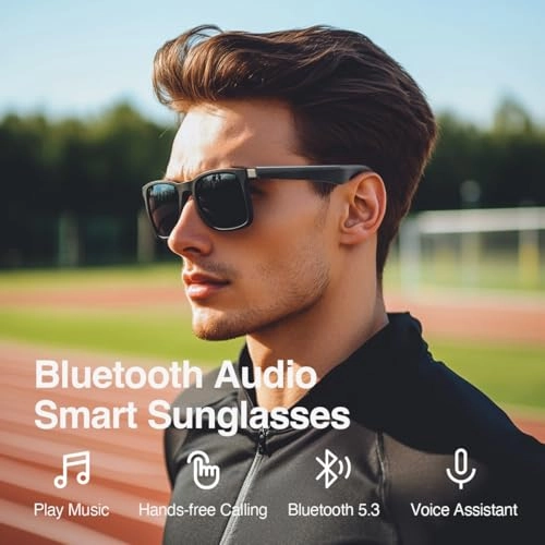 GT03 - Square-framed Black+Transparent Lens Bluetooth 5.0