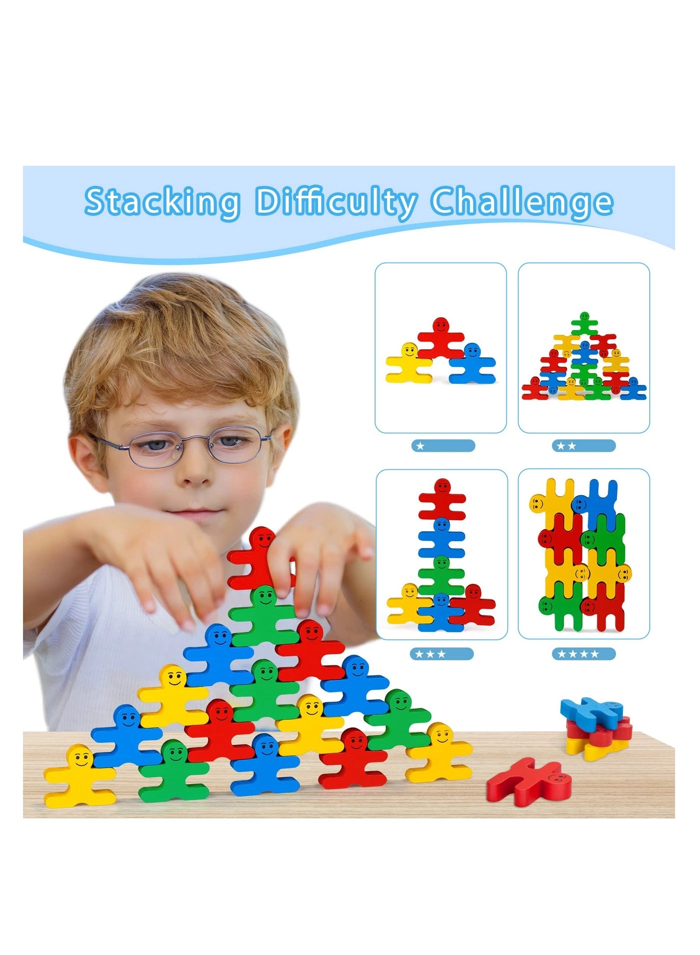 Wooden Stacking Blocks - 16 pcs