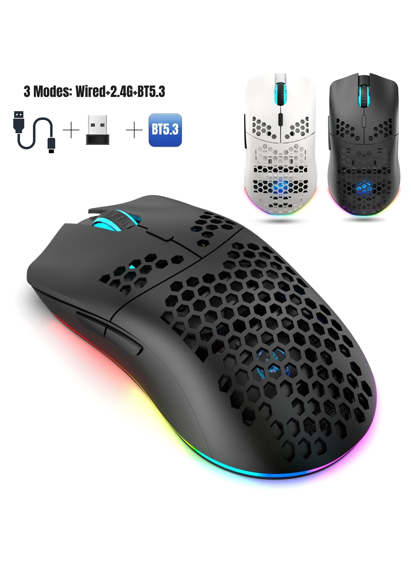 T66 RGB Gaming Mouse - Wireless