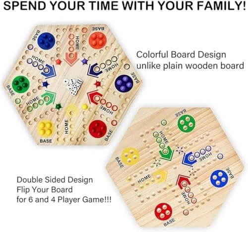 Interactive Marble Game Board - Wooden 30 Marbles