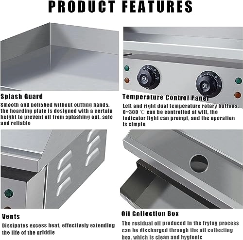 Electric Countertop Griddle - 636*365*9mm/25*14.37*0.35 cm