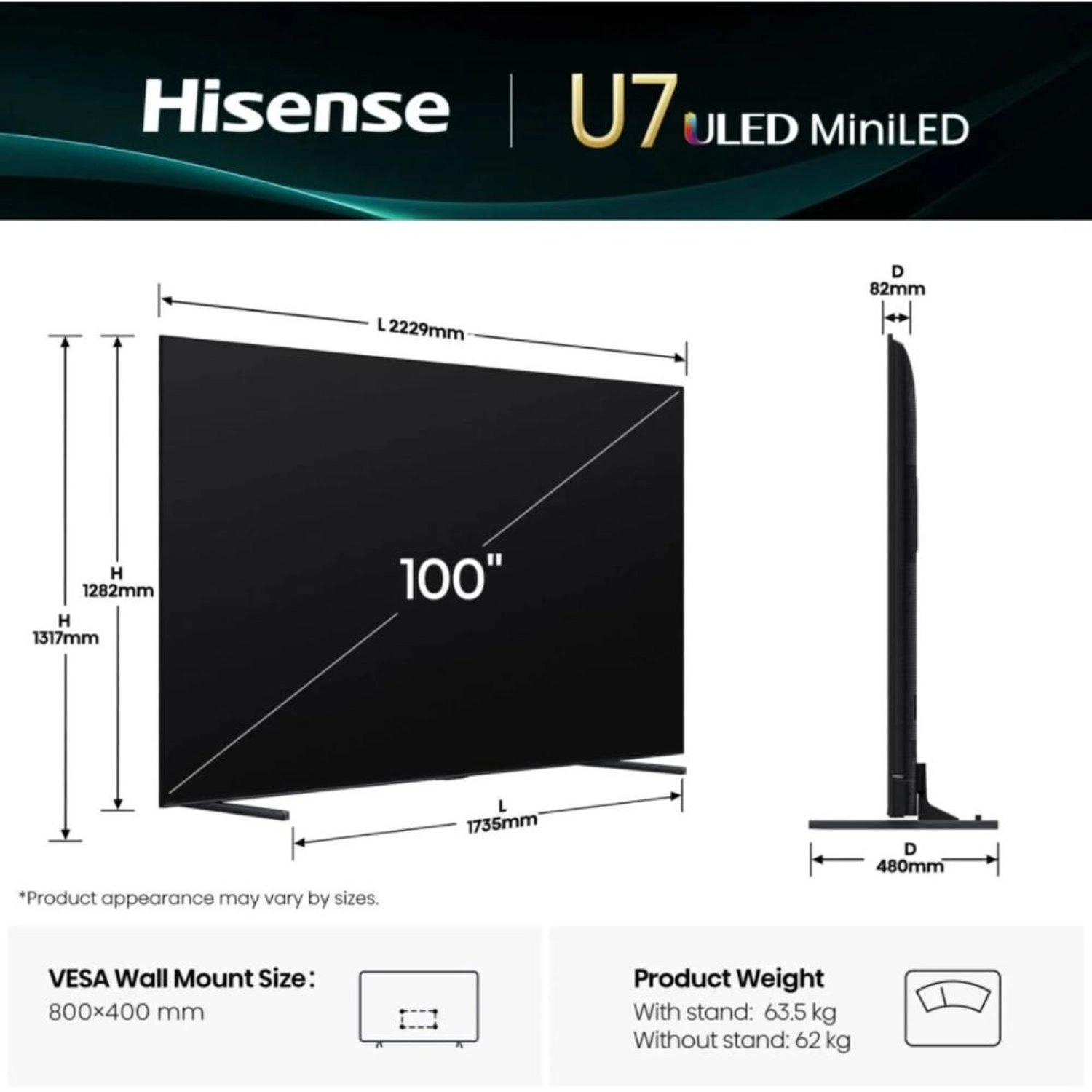 100U7Q - 100 Inch
