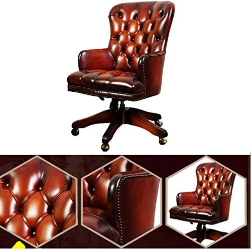 Desk Chair - PU Leather Brown High Back